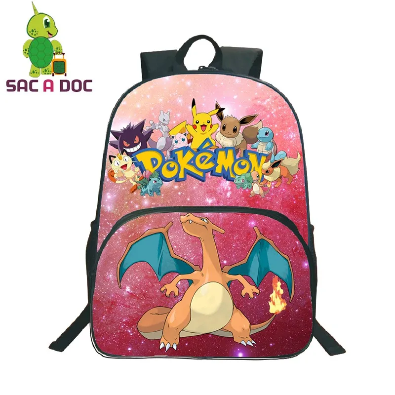 16 дюймов рюкзаки Покемон Bookbag галактика Вселенная Космос Покемон Charizard печать студенческий рюкзак подростковые детские школьные сумки