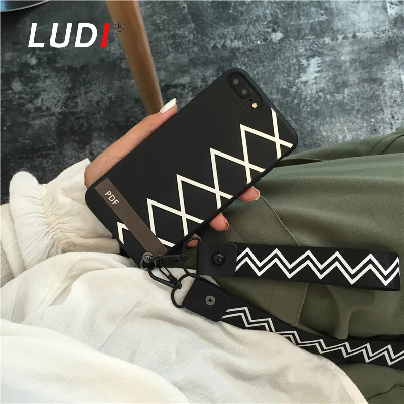 Чехол LUDI в Корейском стиле с 3D геометрическими линиями для iPhone X 8 7 7plus мягкий