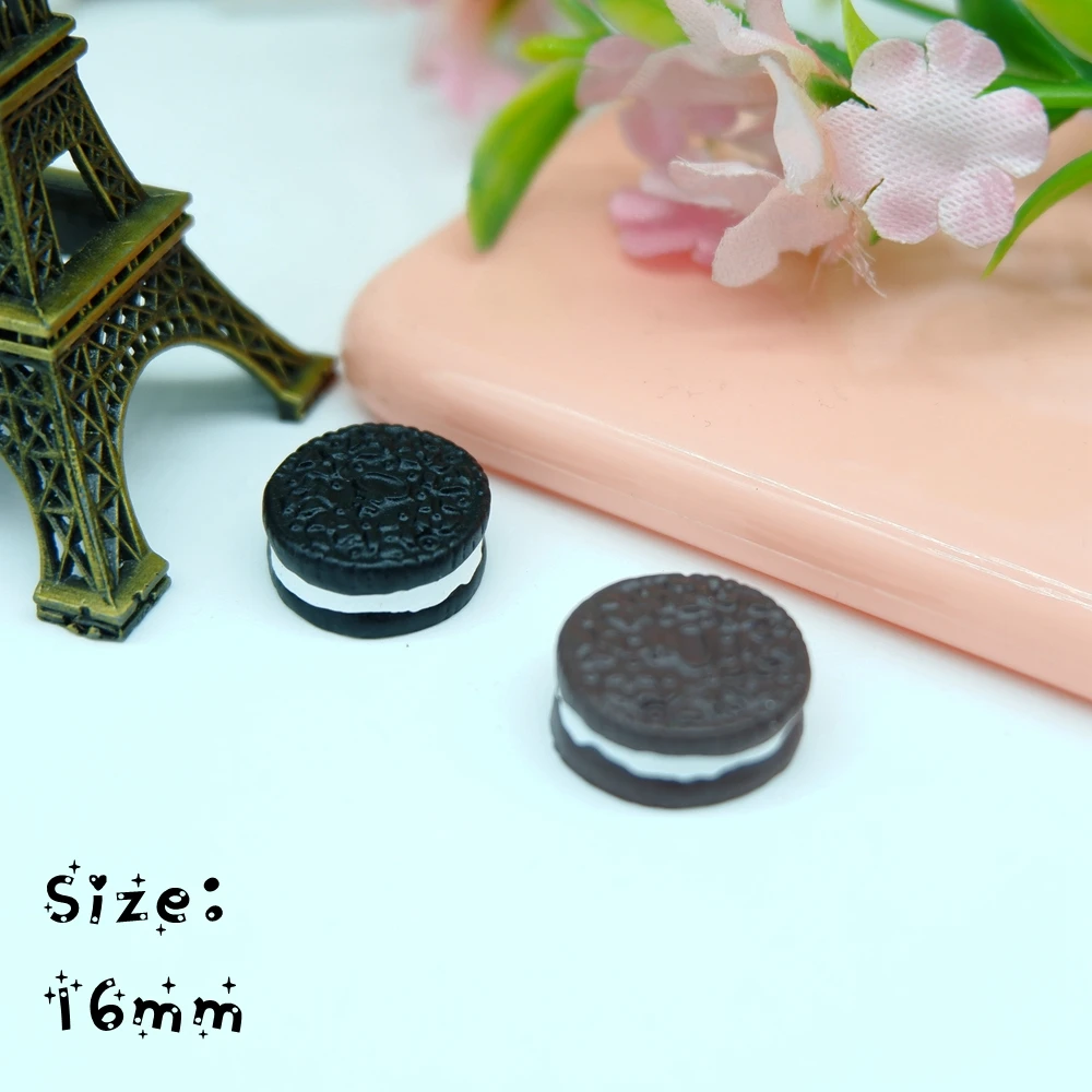 Кавайные круассаны Oreo Бисквитное печенье кабошон из смолы с плоским основанием