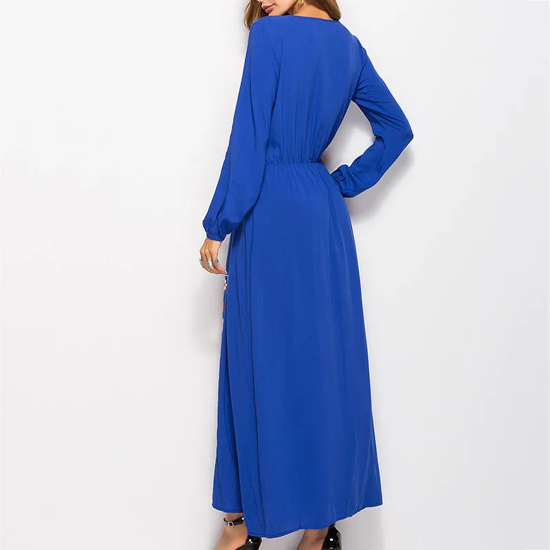 Недавно Для женщин Boho Maxi Dress Винтаж с принтом длинными рукавами круглым вырезом