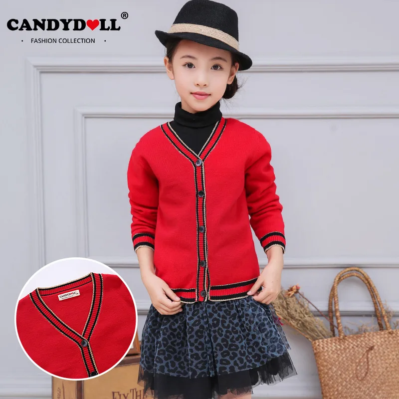 Весенний кардиган CANDYDOLL для девочек Классический Детский с длинными рукавами
