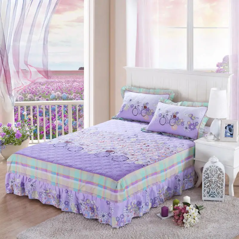 Стеганый толстый на двуспальную кровать близнец queen King size постельный комплект простыней на кровать наматрасник Pad двойной один размер покрывало 120/150/180X200 см - Цвет: Bed skirt 5