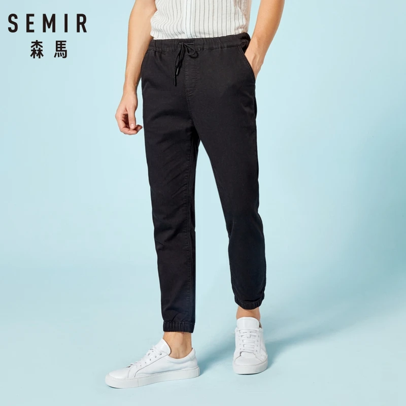 SEMIR мужские джинсовые брюки для бега зауженные хлопковые с эластичной резинкой
