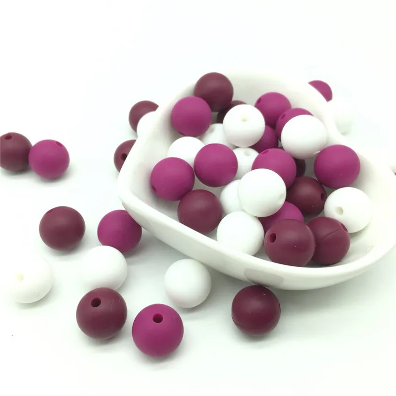 40 шт. винные французские сливы комбо 12 мм круглые Прорезыватели Beads BPA Free Baby Mordedor Perles силиконовые стоматологические для изготовления ожерелья