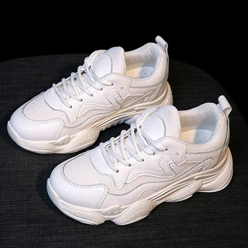 Женская обувь дышащие осенние не сужающиеся книзу массивные кроссовки