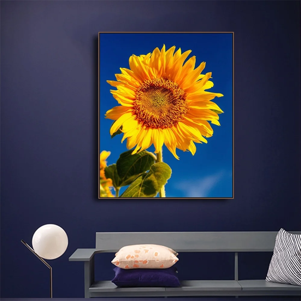 

Laeacco Canvas Painting Calligraphy Classic Sunflower Posters Prints Floral Wall Artwork Pictures for Living Room Home Decor