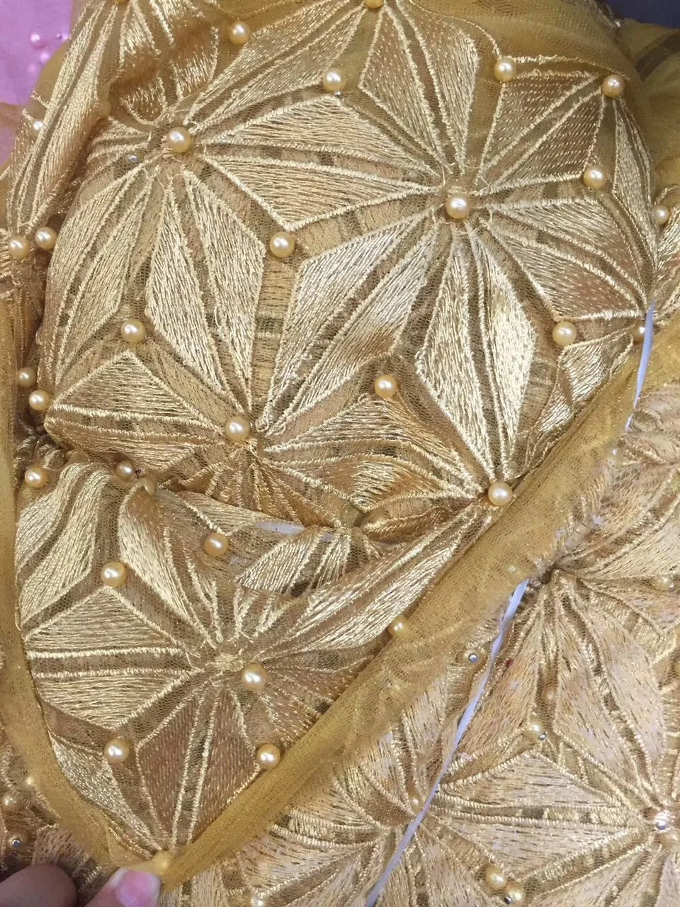 Free shipping african tulle lace wedding nigerian fabrics high quality net with beads | Дом и сад