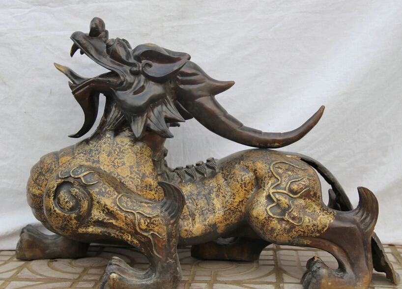 song voge gem S6053 31&quot Larger Chinese Bronze exorcise fly Unicorn Beast Pi Xiu Statue sculpture | Дом и сад