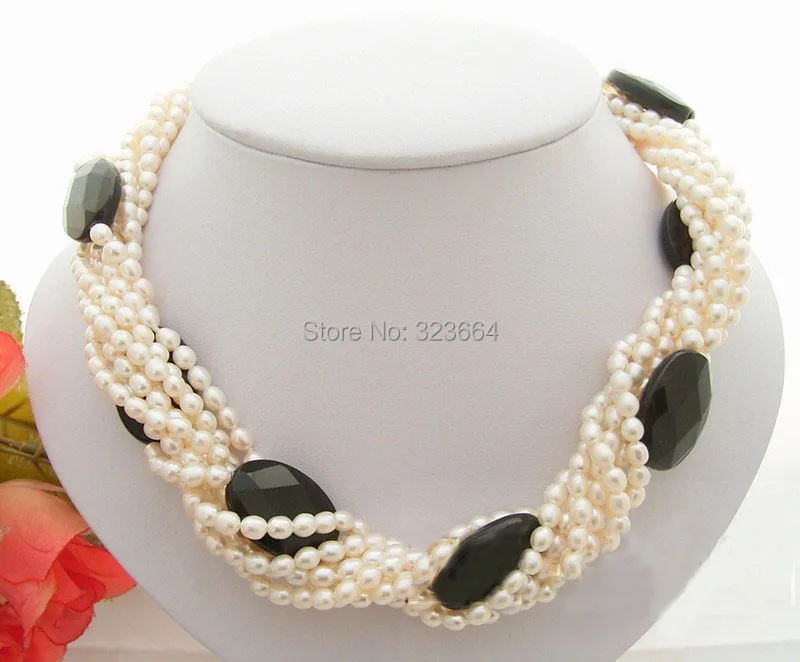 8Strds Белый жемчуг и фото|black bead necklace|bead necklacenecklace necklace |