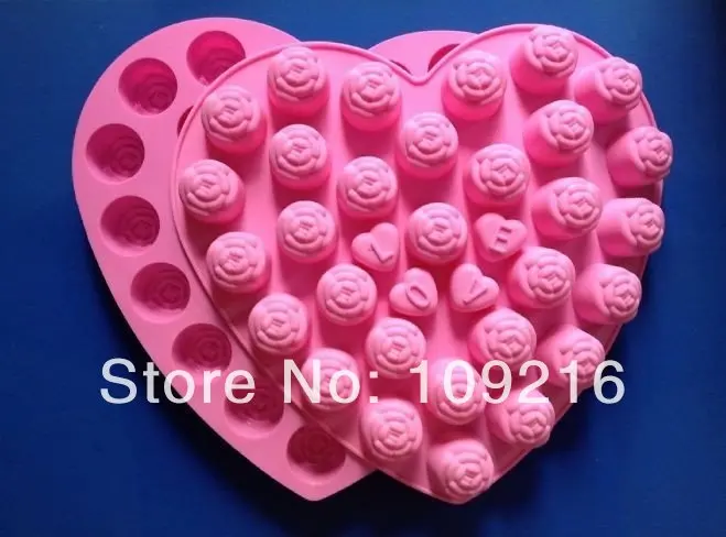 

1pcs New style Love & Rose(HY1-184) Green Good Quality 100% Food Grade Silicone Chocolate/Jelly/Pudding/Ice/Candy DIY Mold