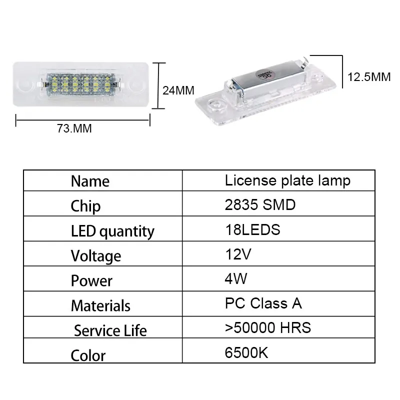 Безошибочный 18 светодиодный s 2835 SMD Автомобильный фонарь для номерного знака 6500K