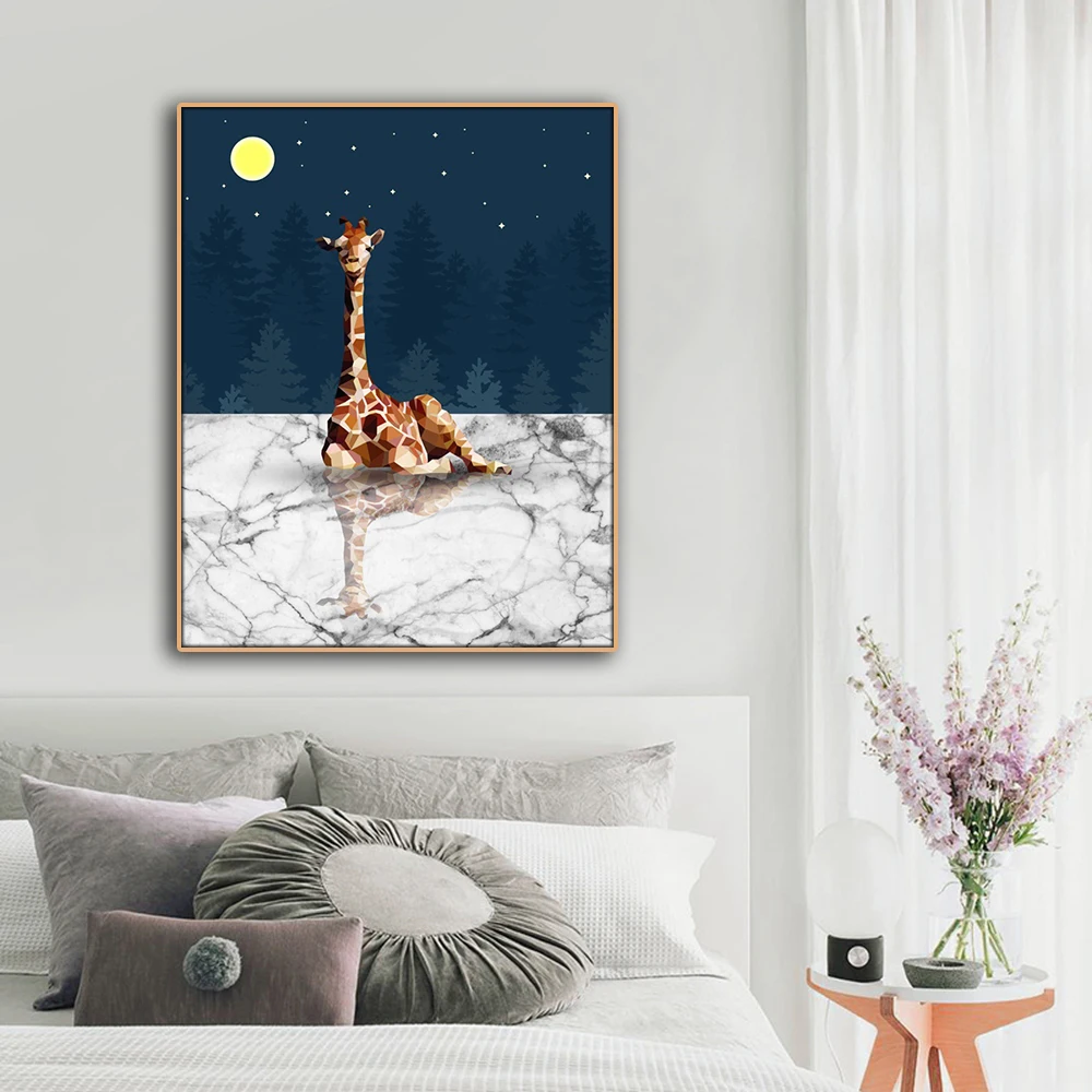 Картина на холсте каллиграфия мультяшный жираф животные принт холст украшение