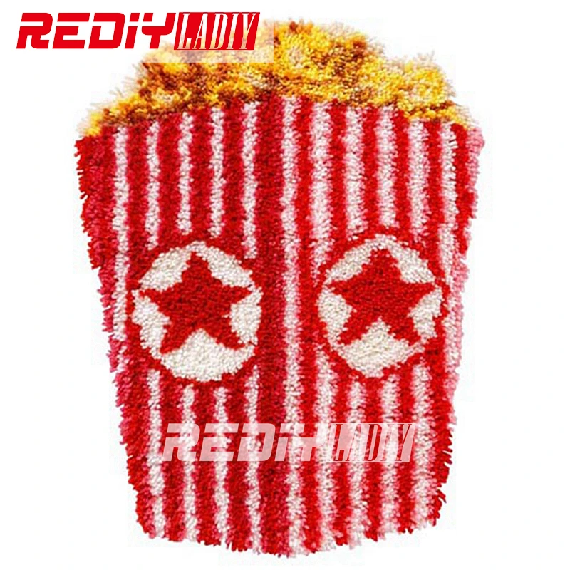 

Набор крючков для ковров DIY, акриловая пряжа, вышивка, напольный коврик, красные ласты, рыба, предварительно отпечатанный холст, настенная, с...