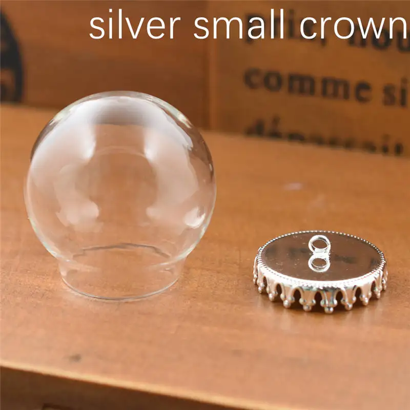 silver hanger Scrown 1 компл. 30*20 мм полый стеклянный глобус с установкой база бусины крышка набор orb Стеклянные Флаконы подвеска в форме стеклянной бутылки ювелирные изделия кулон - Окраска металла: silver hanger Scrown