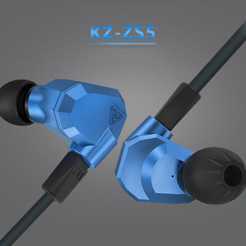 100% Оригинальные KZ ZS5 2DD + 2BA смешанные наушники HIFI DJ монитор стерео спортивные