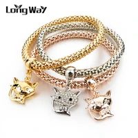 longway fox jewelry austrian crystal chain bracelet gold colorsilver color bracelets bangles for girls pulseiras sbr150188