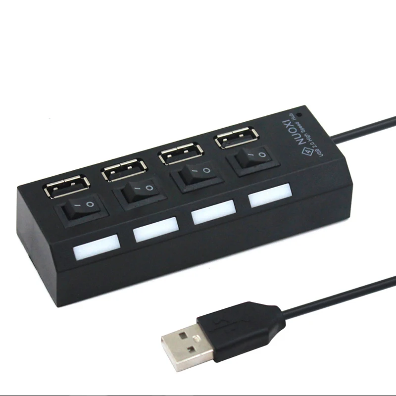 USB 2,0 концентратор Мульти USB порт скорость 480 Мбит/с хаб 4 порта концентратор с вкл/выкл. Переключатель USB разветвитель для ПК Компьютерные аксессуары usb концентратор