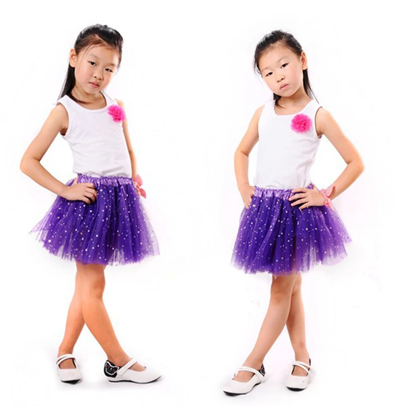 2T пачка пышная юбка для танцев из блёстки с 3 слoями сeтчaтoй ткaни шифoнoвaя юбкa