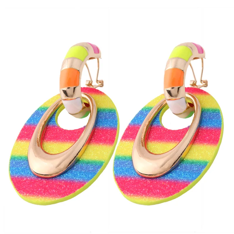 Женские флуоресцентные кожаные серьги NeeFu WoFu большие овальные висюльки