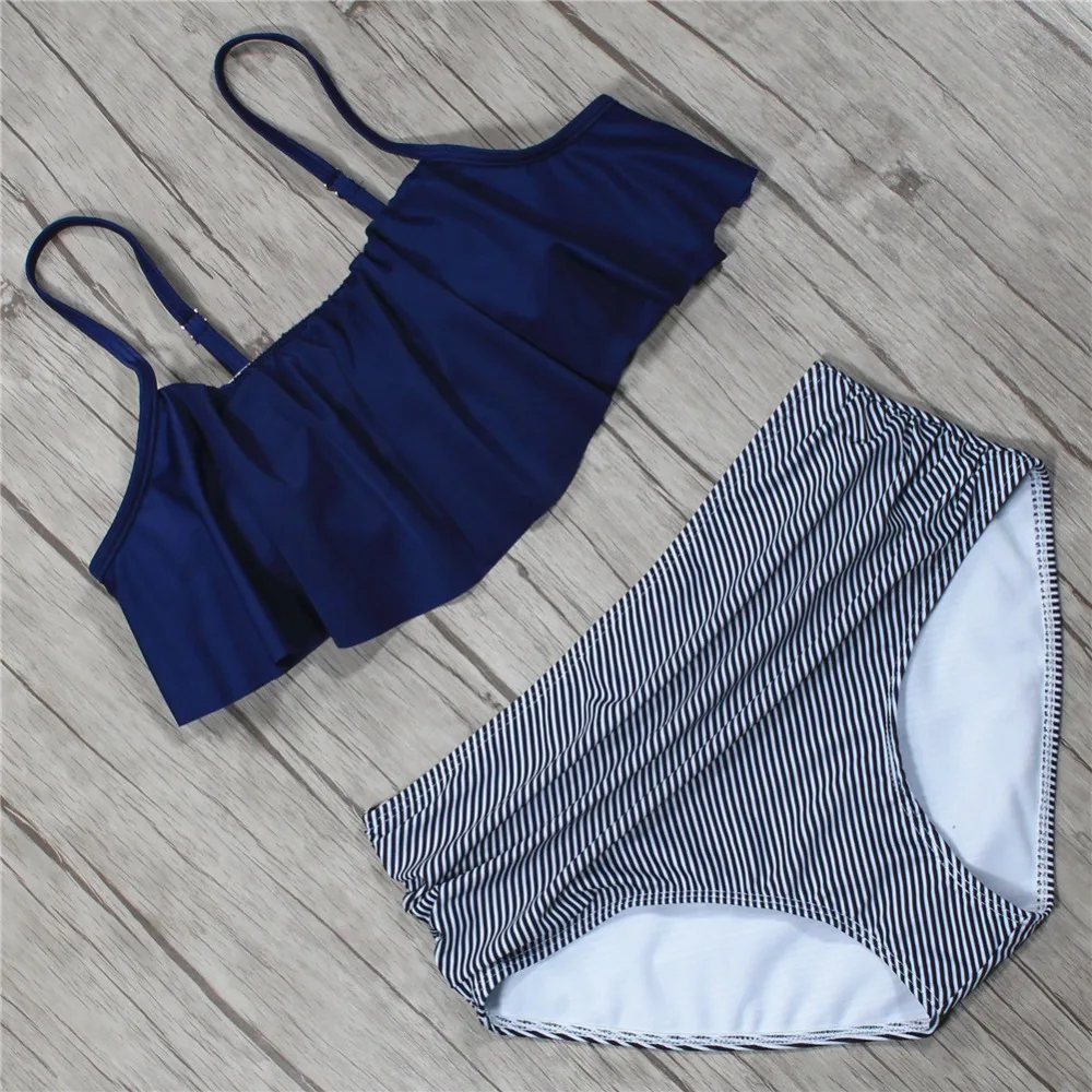 Плавание костюм Для женщин одежда комплект бикини Высокая Талия 2018 из двух