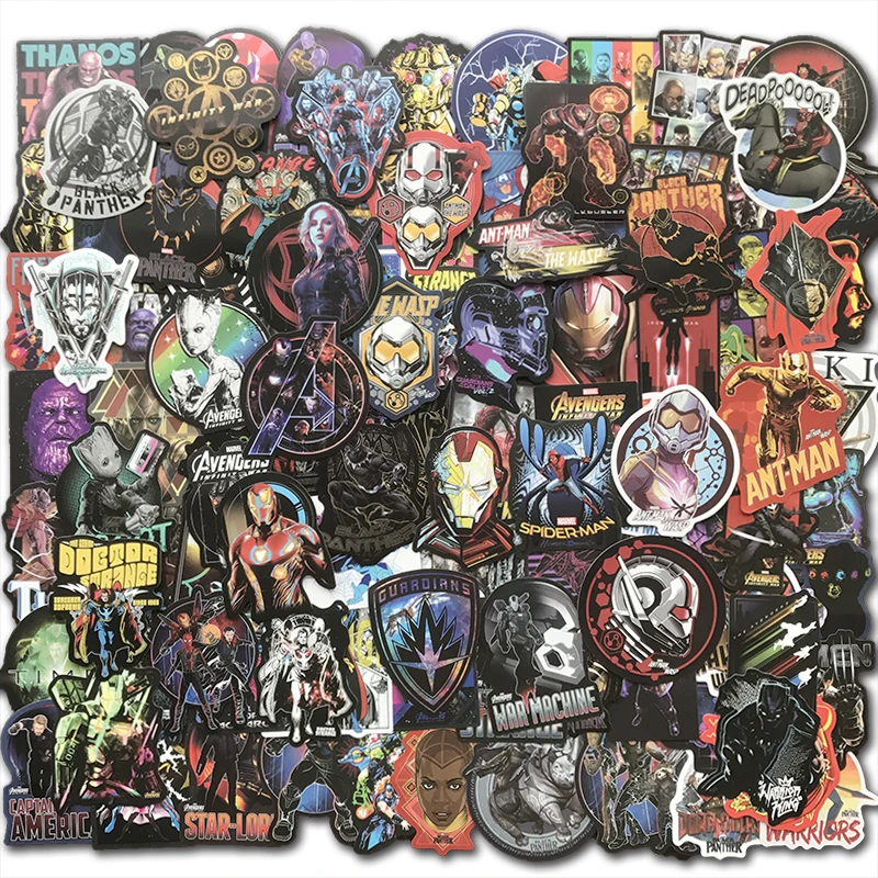 108 шт./лот, крутые наклейки Marvel Super Hero, наклейка "Мстители", упаковка для детей, игрушка в подарок, скейтборд, багаж, ноутбук, автомобильные наклейки, бомба