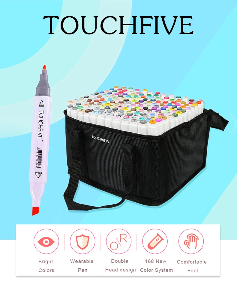 TOUCHFIVE 6/12/30 Цвета Набор для рисования кисть ручки для эскиза на спиртовой основе маркеры двойной головкой ручка для рисования манги рисунок товары для рукоделия