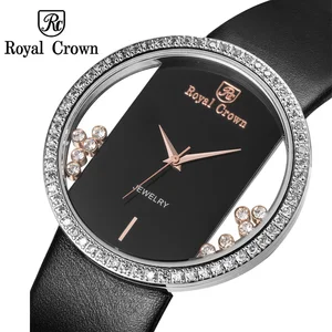 Luxury Jewelry Lady Women's Watch Fashion Big Hours Dress Colorful Bracelet Rhinestone Clock Girl Birthday Gift Royal Crown Box