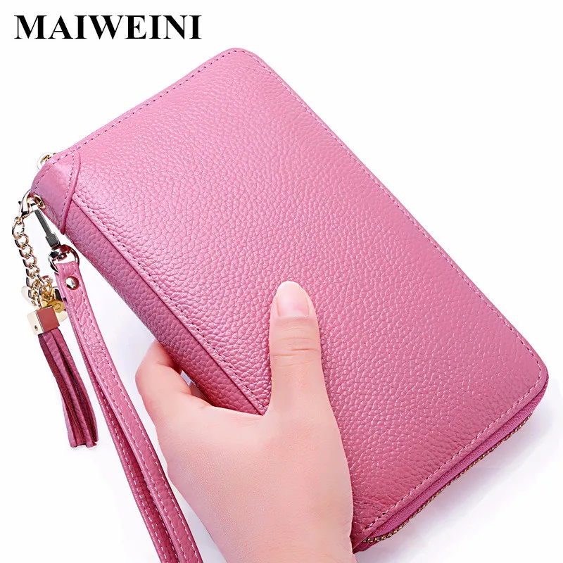 

Брендовый Новый Модный женский кошелек из натуральной кожи, женские длинные кошельки, Женский Повседневный Кошелек на молнии с кисточками, ...