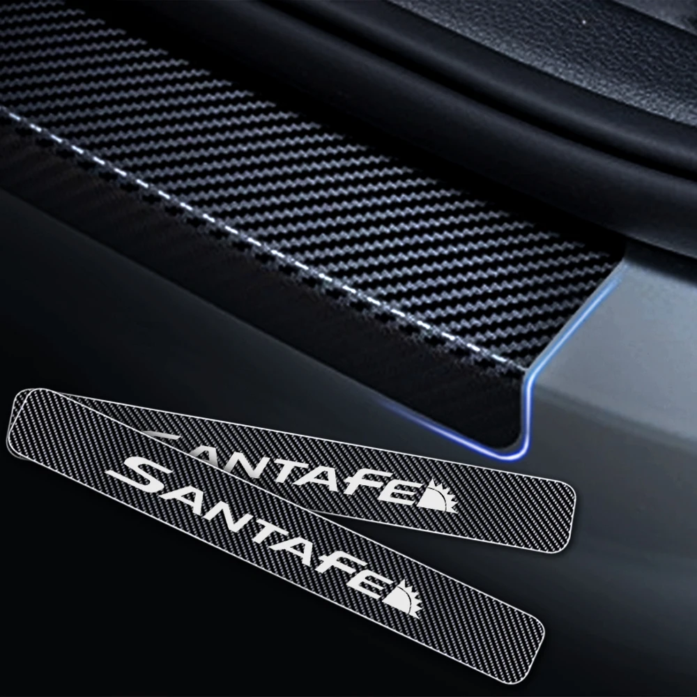 Автомобильный порог для hyundai SANTAFE Накладка на порог двери шаг протектор 4D Углеродного Волокна Виниловые наклейки автомобильные аксессуары 4 шт