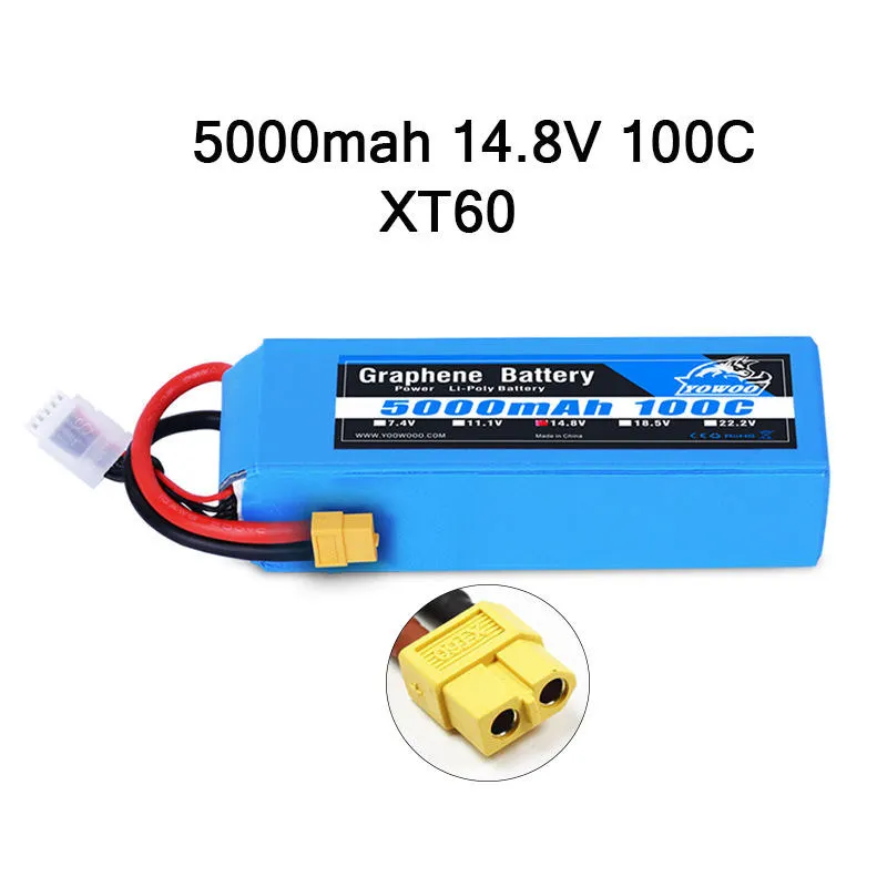 RC графеновая батарея Lipo 2S 7,4 V 3S 11,1 V 4S 14,8 5S 18,5 V 6S 22,2 V 5000mAh 100C XT60 XT90 для радиоуправляемого автомобиля вертолета - Цвет: 4S 5000mah 100C XT60