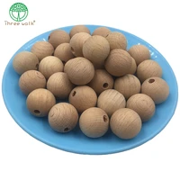 20pcs wooden teether chewable 15 30mm round beads ecofriendly unfinished beech beads diy craft jewelry accessories