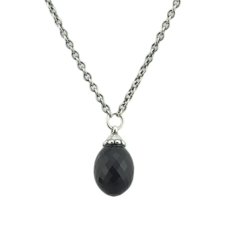 

Authentic 925 Sterling Silver Fancy Pendant Necklace With Black Onyx Chain Dangle Necklace Pendants for Women Fashion Jewelry