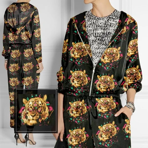 Любовь Милая сексуальная зверь Тигр + геометрический принт шелковая атласная