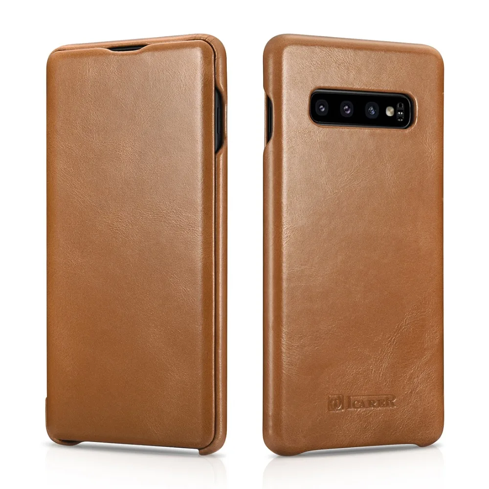 ICARER Роскошный кожаный чехол для Samsung S10 Plus модный флип-чехол из натуральной кожи