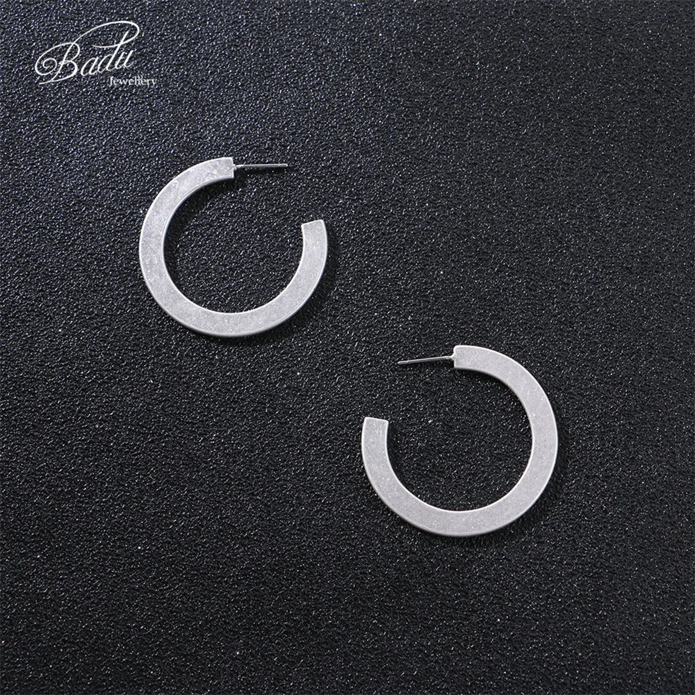 Badu Round Stud Earring Golden Punk Vintage Retro Style Jewelry Women Fashion Frosted Gold Studs Wholesale | Украшения и