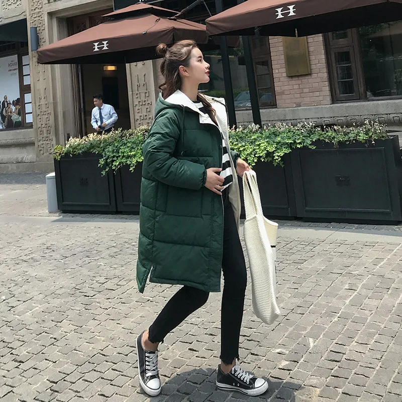 

Clothes Polyester Zipper High Waist Full Flocking Direct Selling Long Fund 2018 New Winter Cotton Korean Loose Coat