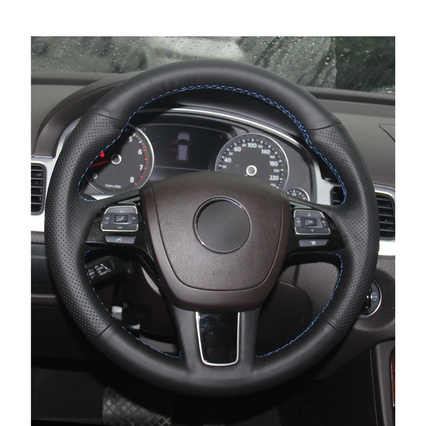Прошитый вручную чехол из искусственной кожи на руль для Volkswagen VW Touareg 2011 2012 2013 2014