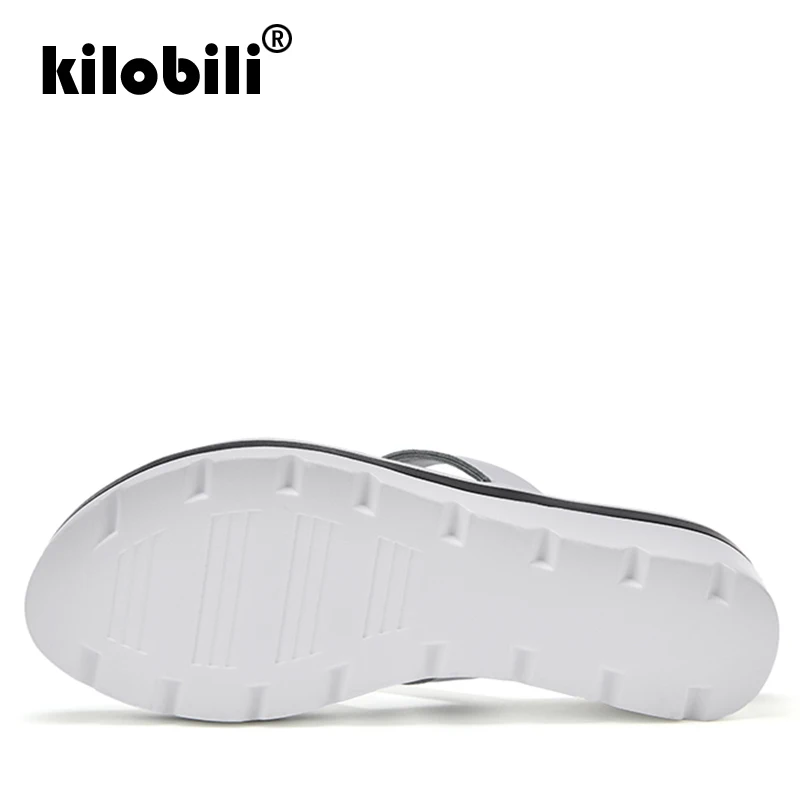 Kilobili 2019 летние Для женщин шлепанцы на плоской платформе Прозрачные босоножки