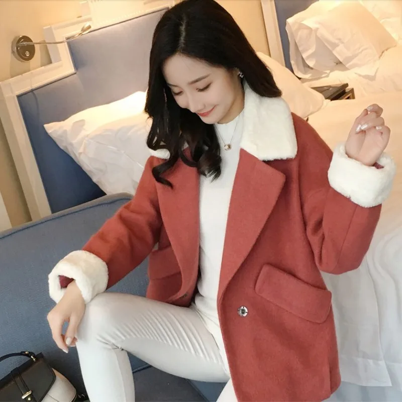 Шерстяное пальто женское Короткое шерстяное 2017 новое корейское модное