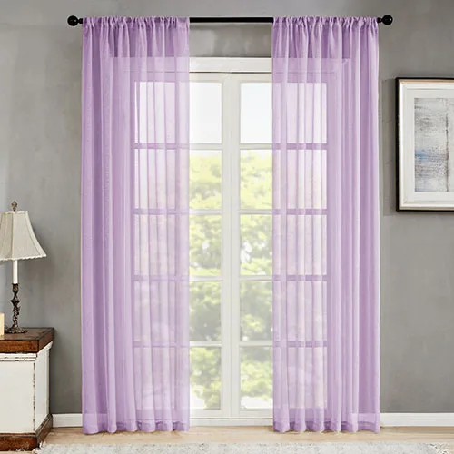 light purple CDIY однотонная белая пряжа, тюль для гостиной, спальни, кухни, современные отвесные занавески, льняная вуаль, занавески на окна, на заказ - Цвет: light purple