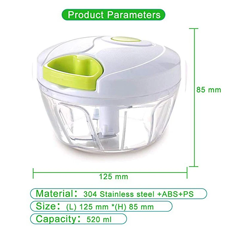 Manual Food Chopper Processor for Onion Garlic Lettuce Tomato Hand Pulled Vegetable Cutter Mincer Slicer Kitchen Blender | Дом и сад