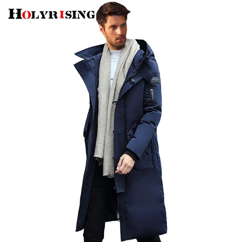 Holyrising мужские длинные пуховые куртки, Мужская одежда, куртки, толстые теплые мужские пуховики с капюшоном, зимние мужские пальто, зимние парки 18511-5 - Цвет: Тёмно-синий