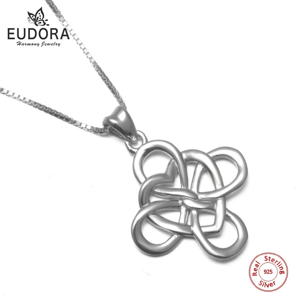 EUDORA настоящий чистый 925 Стерлинговое Серебро Good luckly Celtics Love Knot подвески с шармами