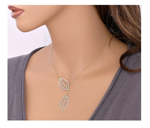 Оптовая продажа Love два листья кулон ожерелье-цепочка для женщин Bijoux (украшения