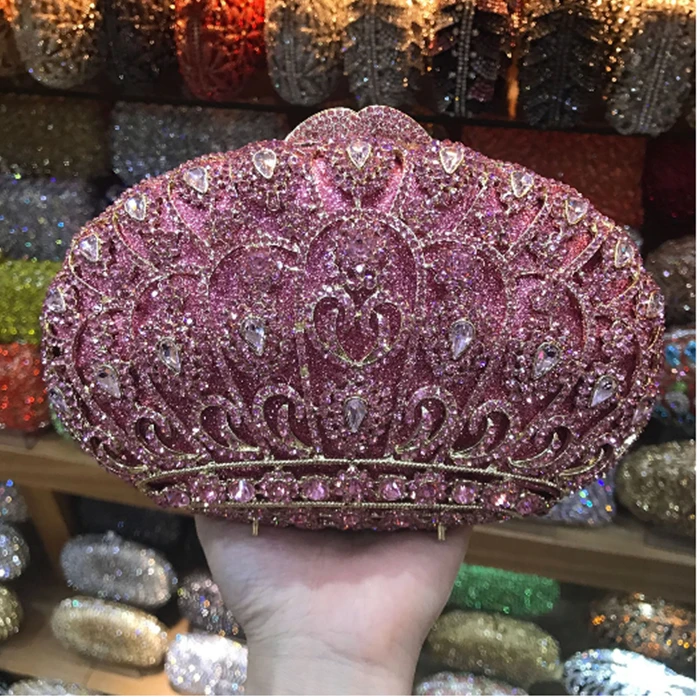 

women red/purple/pink Crystal XIYUAN Evening Bag Day Clutches Luxury Chain Mini purse bride Handbags Wristlet Ladies Bag lady
