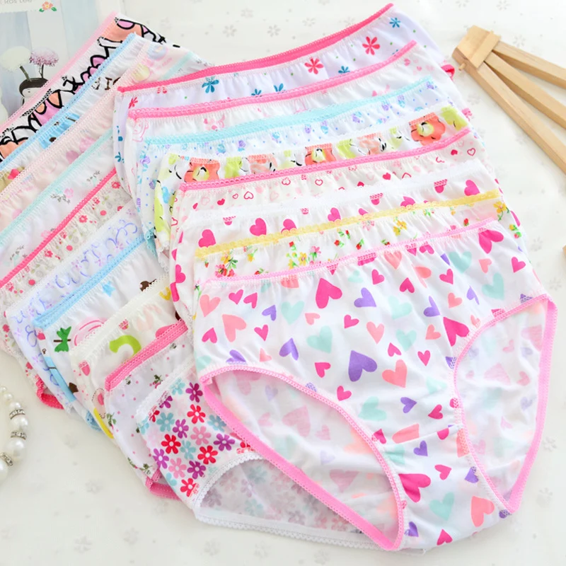 6pcs/pack high quality Children girls underwears briefs soft 100% Cotton panties cute printed Baby short underpants mixed colors |