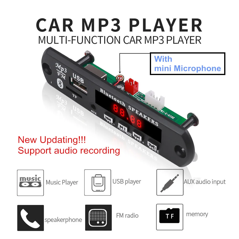 5 V-12 V автомобильное FM радио модуль Bluetooth Handsfree Car Kit USB TF карты 3,5 мм AUX Беспроводной WAV MP3 плеер декодер доард с Управление