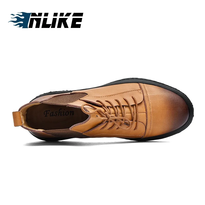 Брендовые мужские ботинки INLIKE зимние теплые кожаные Martens мотоциклетные