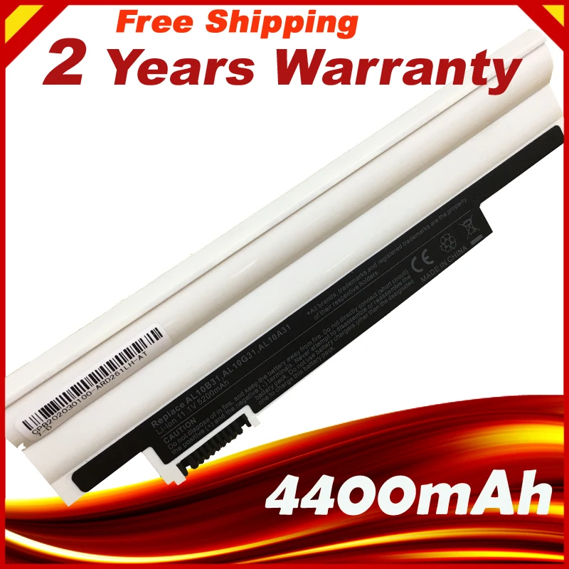 Белый Аккумулятор для ноутбука Acer Aspire One D255 522 722 D260 D270 AOD255 AOD260 AL10B31 AL10A31 AL10G31|battery for