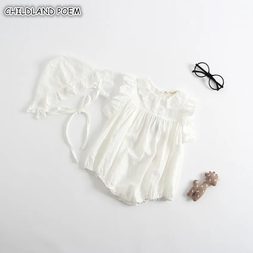 

Baby Clothes 2019 Summer Newborn Baby Girl Clothes 100% Cotton Baby Romper Lace Infant Baby Girl Boy Romper Jumpsuit With Hat
